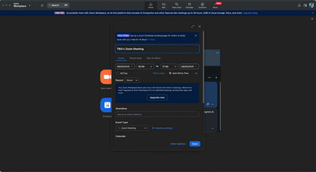 Create a Zoom Meeting
